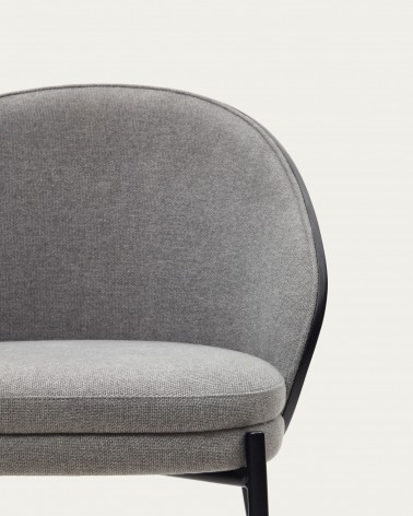 Eamy light grey chair in an ash wood veneer with a black finish and black metal