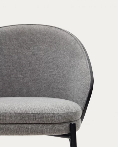 Eamy light grey chair in an ash wood veneer with a black finish and black metal