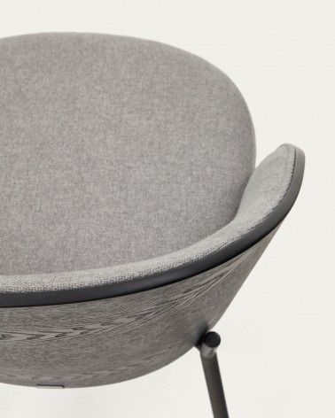 Eamy light grey chair in an ash wood veneer with a black finish and black metal