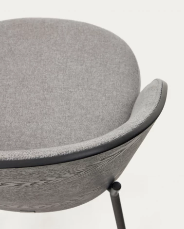 Eamy light grey chair in an ash wood veneer with a black finish and black metal