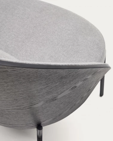 Eamy light grey armchair in an ash wood veneer with a black finish and black metal