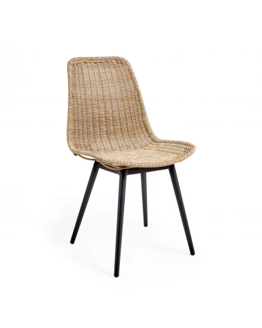 Equal outdoor chair in synthetic rattan with aluminium legs in a black finish