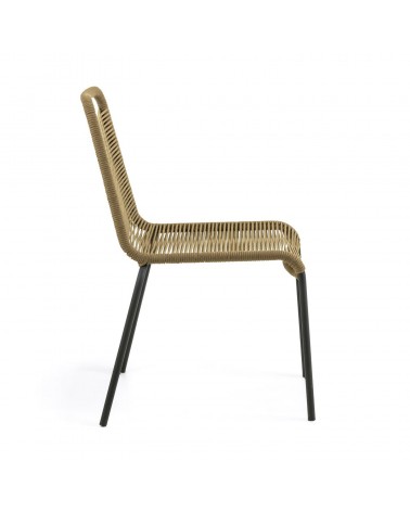 Lambton stackable chair in brown rope and steel with black finish