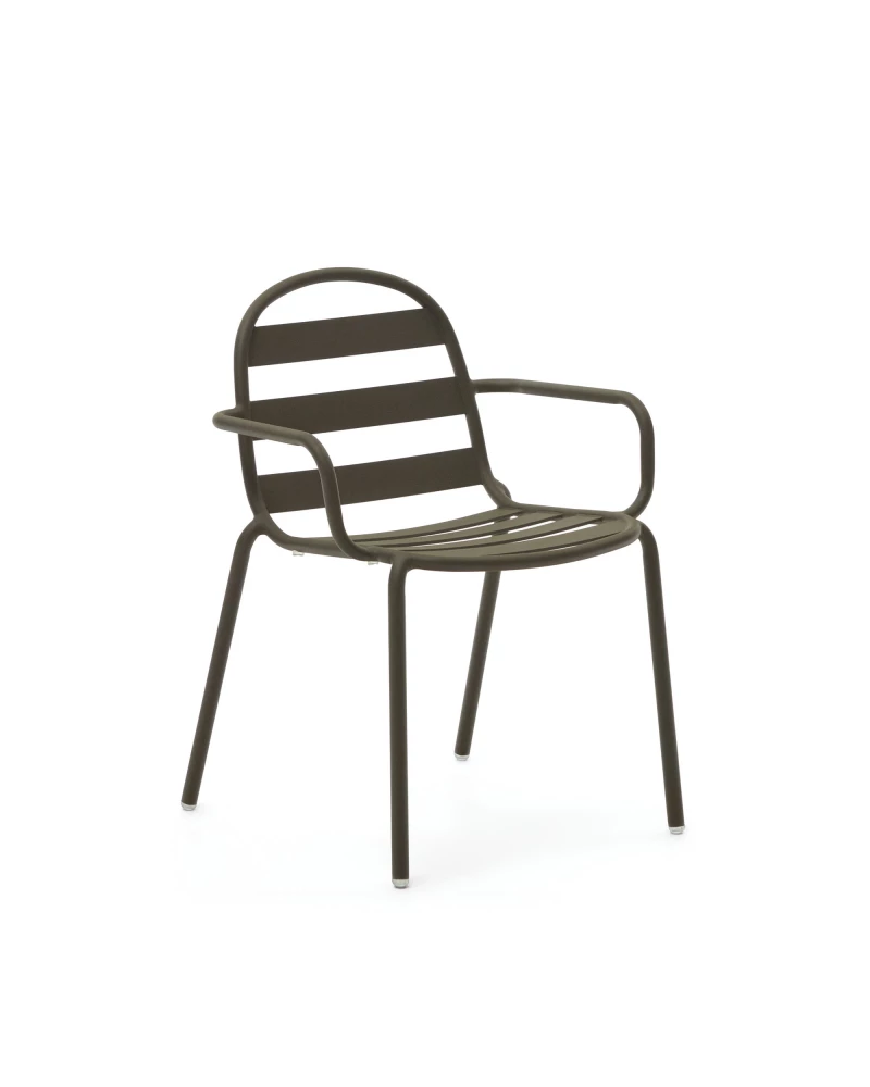 Joncols stackable outdoor aluminium chair with a powder coated green finish