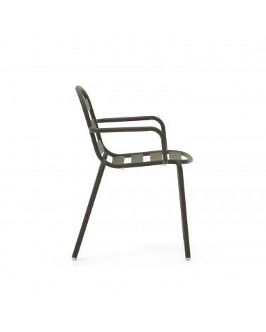 Joncols stackable outdoor aluminium chair with a powder coated green finish