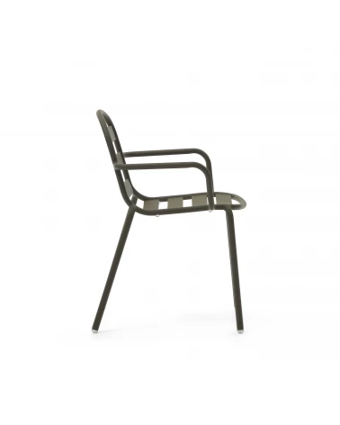 Joncols stackable outdoor aluminium chair with a powder coated green finish