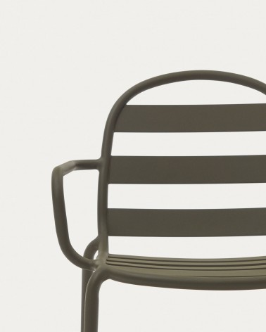 Joncols stackable outdoor aluminium chair with a powder coated green finish