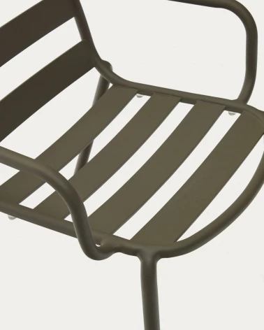 Joncols stackable outdoor aluminium chair with a powder coated green finish