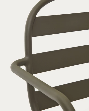 Joncols stackable outdoor aluminium chair with a powder coated green finish