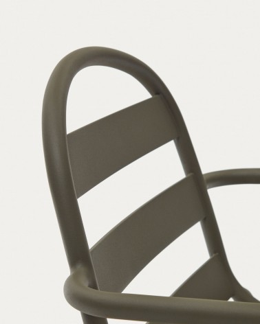 Joncols stackable outdoor aluminium chair with a powder coated green finish