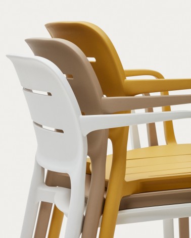Morella stackable outdoor chair in mustard