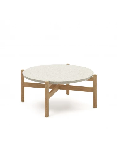 Pola solid eucalyptus wood and cement coffee table, Ă 84,4 cm FSC
