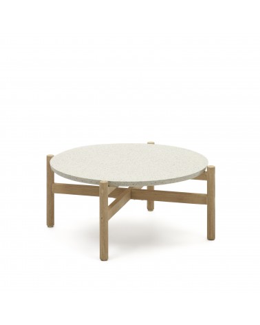Pola solid eucalyptus wood and cement coffee table, Ă 84,4 cm FSC