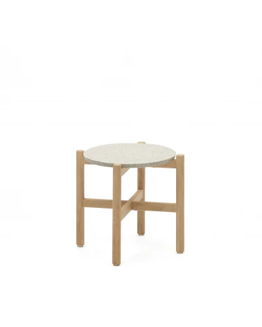 Pola cement and solid eucalyptus wood side table, Ă 50 cm FSC
