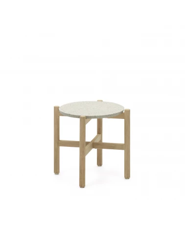 Pola cement and solid eucalyptus wood side table, Ă 50 cm FSC