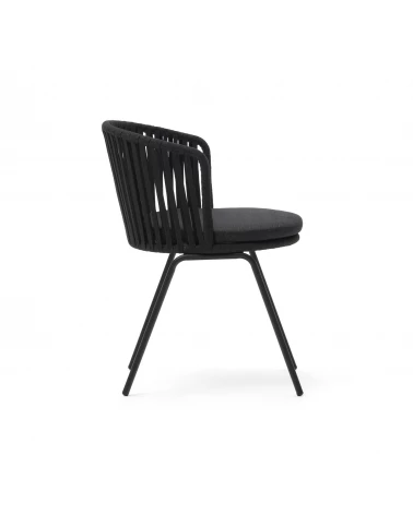 Saconca outdoor chair with cord and steel. with a black painted finish