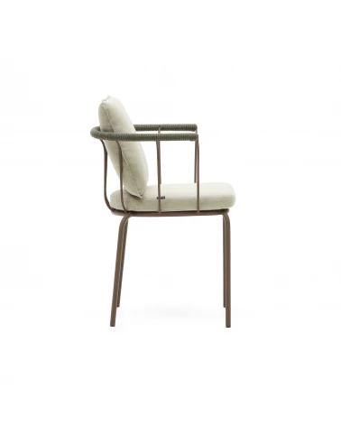 Salguer stackable chair in cord and steel with a brown painted finish