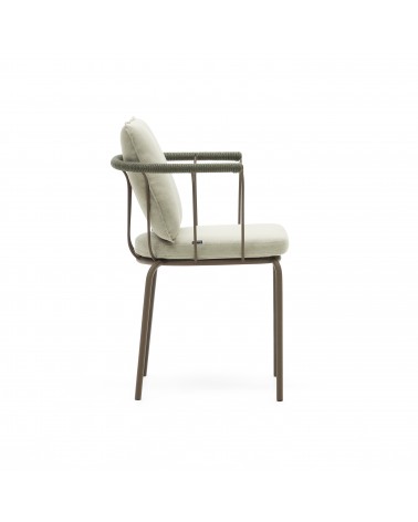 Salguer stackable chair in cord and steel with a brown painted finish