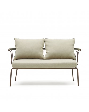 Salguer sofa in green cord and steel with a brown painted finish, 134 cm