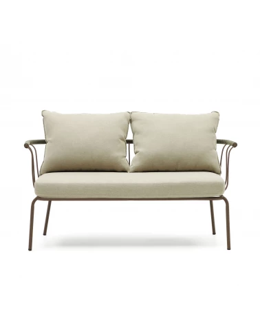 Salguer sofa in green cord and steel with a brown painted finish, 134 cm