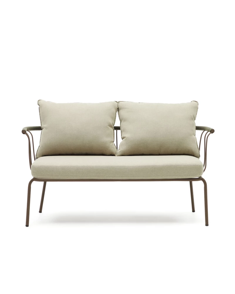 Salguer sofa in green cord and steel with a brown painted finish, 134 cm