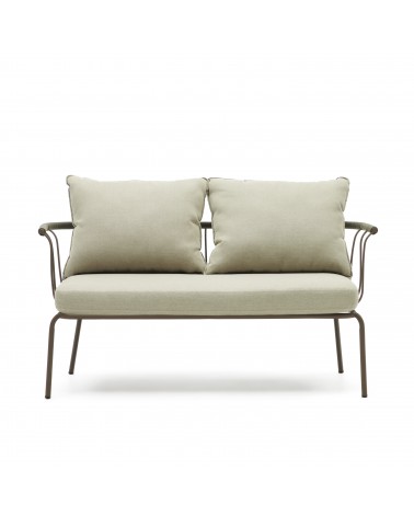 Salguer sofa in green cord and steel with a brown painted finish, 134 cm