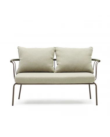 Salguer sofa in green cord and steel with a brown painted finish, 134 cm
