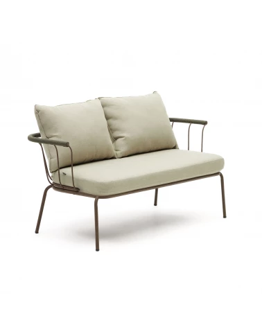 Salguer sofa in green cord and steel with a brown painted finish, 134 cm