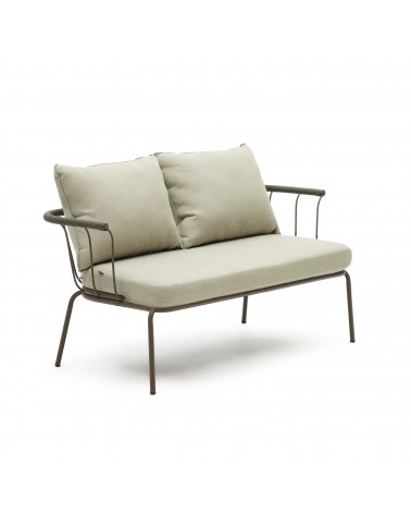 Salguer sofa in green cord and steel with a brown painted finish, 134 cm