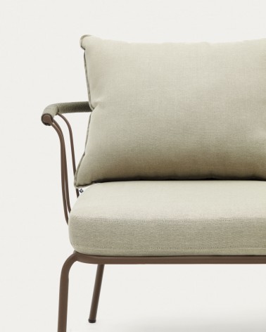 Salguer sofa in green cord and steel with a brown painted finish, 134 cm