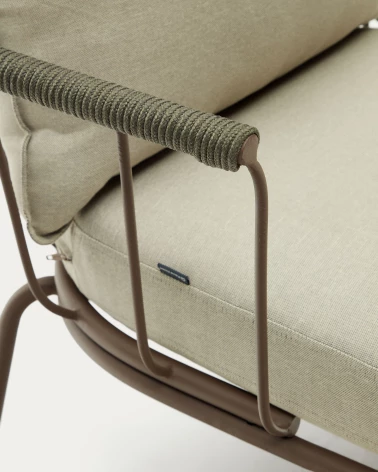 Salguer sofa in green cord and steel with a brown painted finish, 134 cm