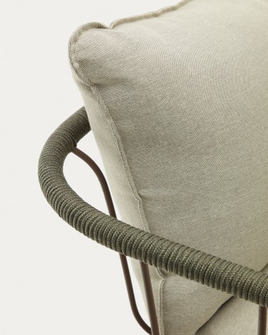 Salguer sofa in green cord and steel with a brown painted finish, 134 cm