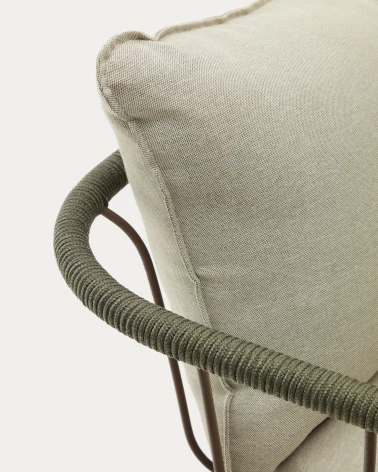 Salguer sofa in green cord and steel with a brown painted finish, 134 cm