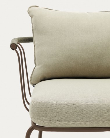 Salguer armchair in green cord and steel with a brown painted finish
