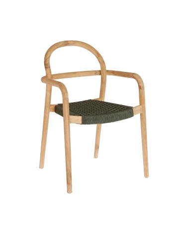 Sheryl stackable chair in solid 100% FSC eucalyptus and green rope