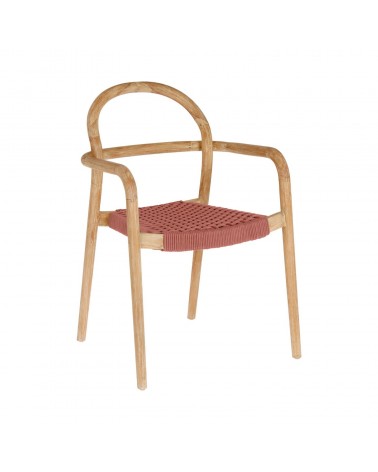 Sheryl stackable chair in solid 100% FSC eucalyptus and terracotta rope