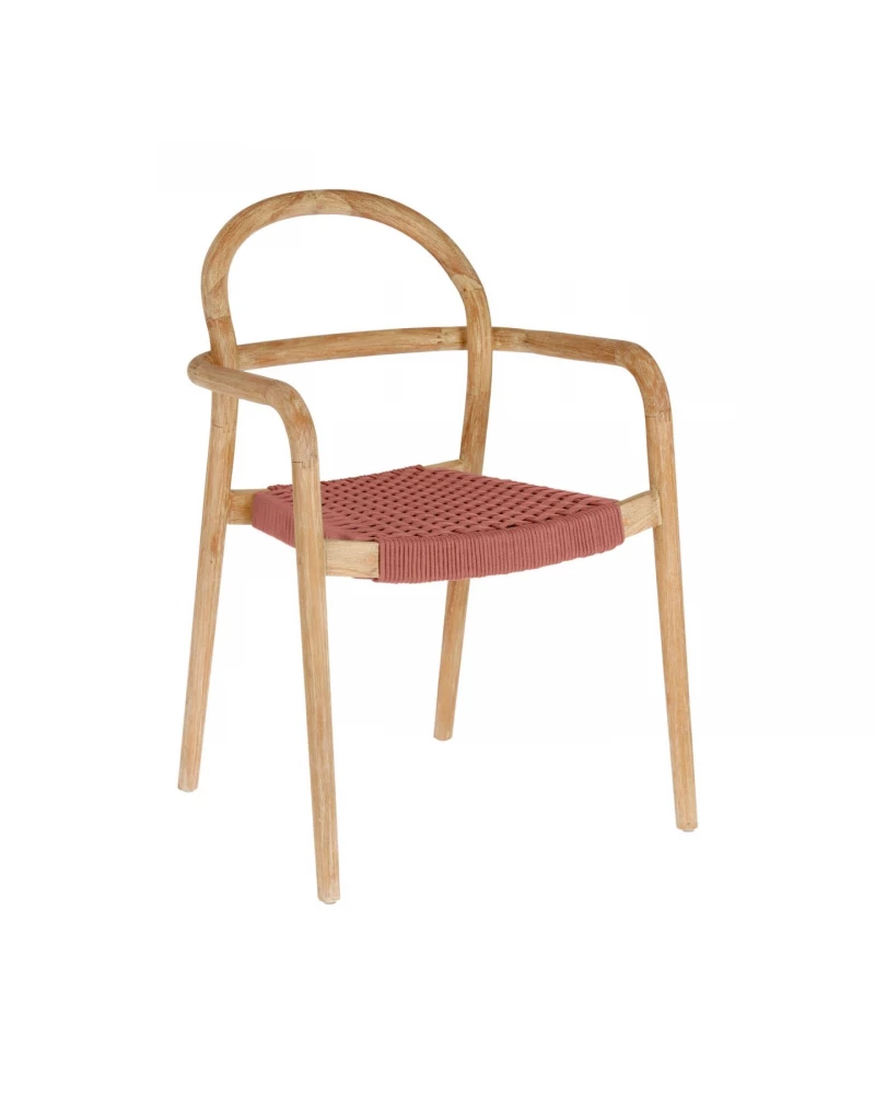Sheryl stackable chair in solid 100% FSC eucalyptus and terracotta rope
