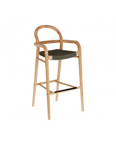 Sheryl stool made from solid eucalyptus and green cord 79 cm FSC 100%