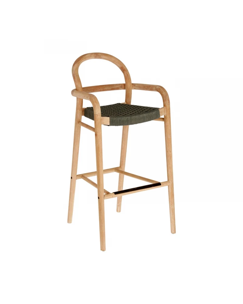 Sheryl stool made from solid eucalyptus and green cord 79 cm FSC 100%