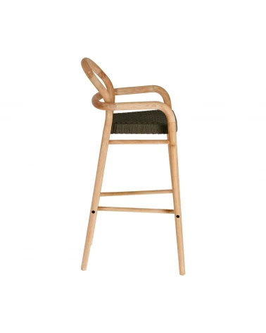 Sheryl stool made from solid eucalyptus and green cord 79 cm FSC 100%