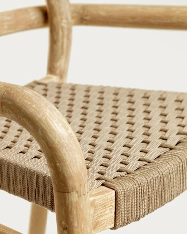 Sheryl stool made from solid eucalyptus and beige cord 79 cm FSC 100%