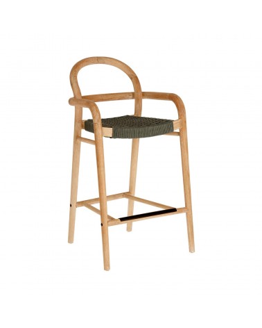 Sheryl stool made from solid eucalyptus and green cord 69 cm FSC 100%