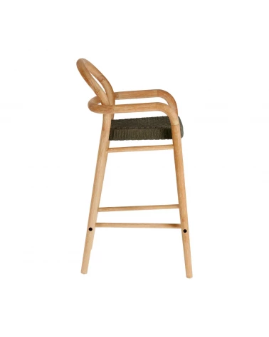 Sheryl stool made from solid eucalyptus and green cord 69 cm FSC 100%