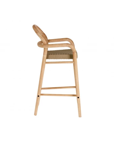 Sheryl stool made from solid eucalyptus and beige cord 69 cm FSC 100%
