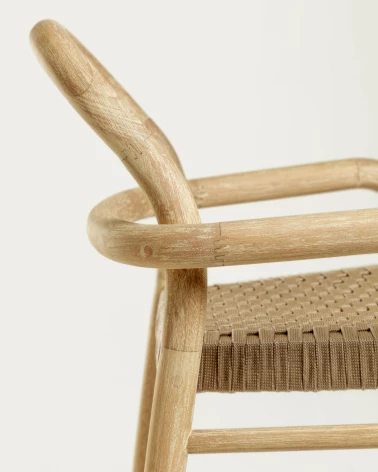 Sheryl stool made from solid eucalyptus and beige cord 69 cm FSC 100%