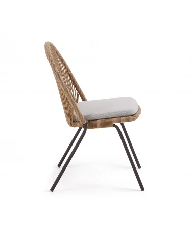 Shann stackable chair in beige cord and galvanised steel legs