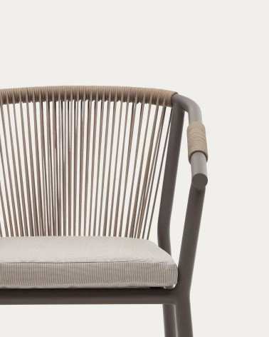 Xelida stackable garden chair in aluminium and brown cord