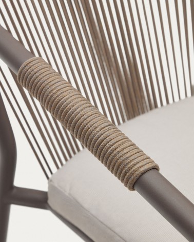 Xelida stackable garden chair in aluminium and brown cord