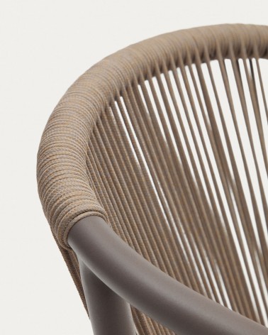 Xelida stackable garden chair in aluminium and brown cord