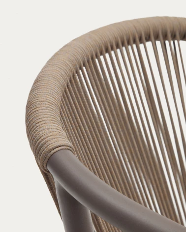 Xelida stackable garden chair in aluminium and brown cord